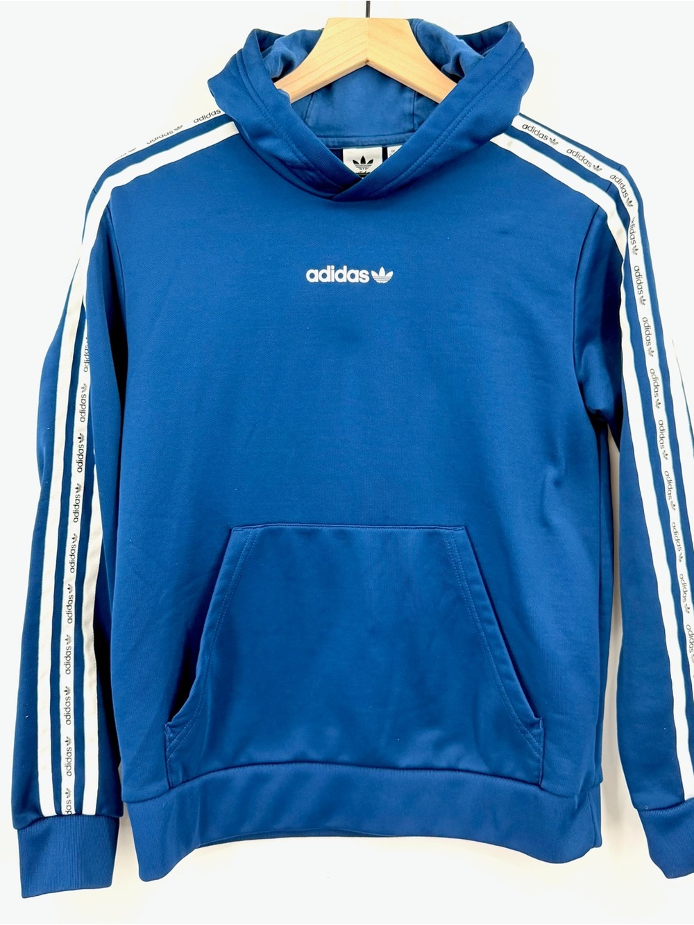 adidas Originals Kids 14 Blue Trefoil 3 Stripes Logo Tape Hoodie